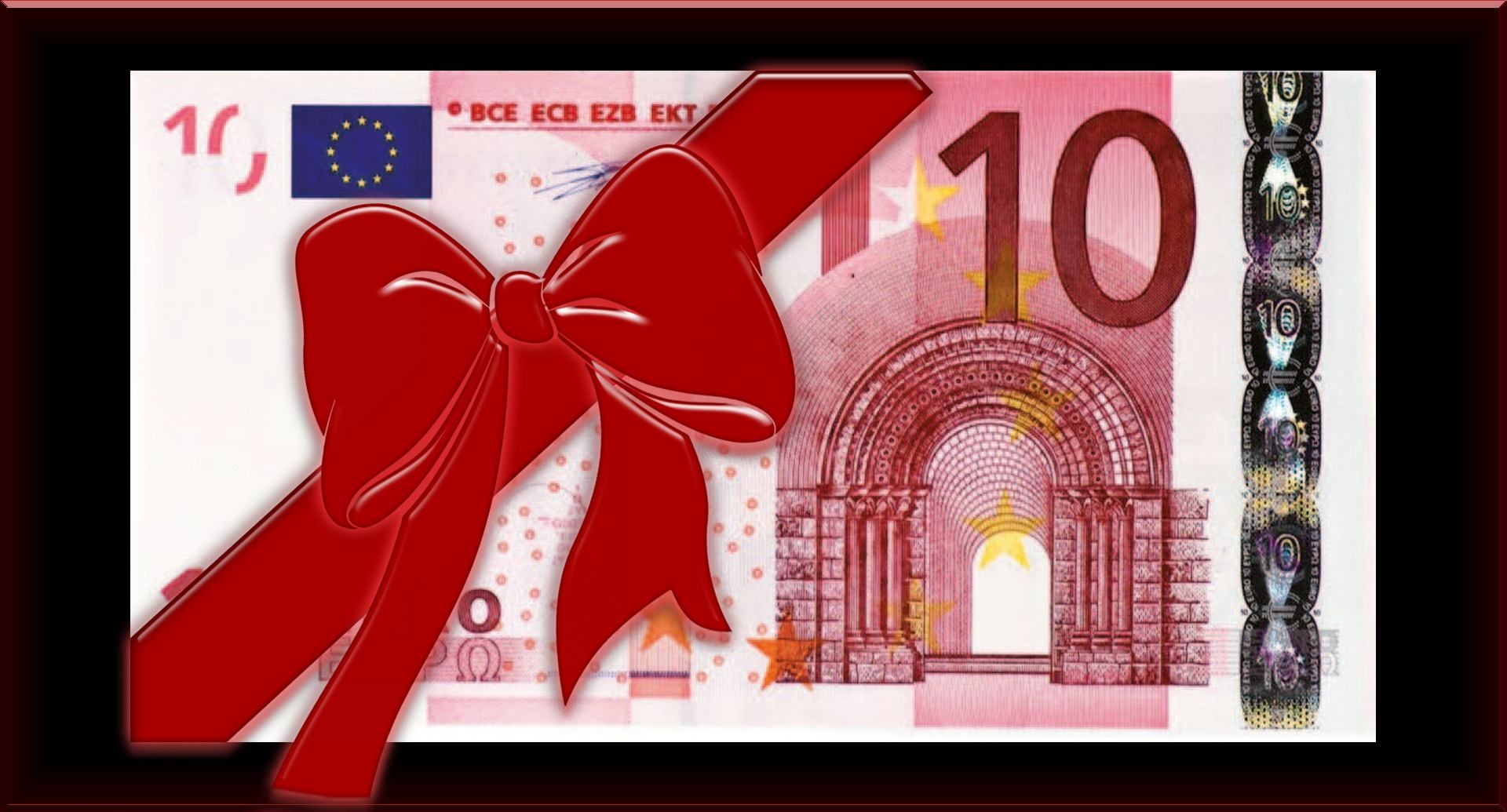 Ein 10 Euro Schein mit Geschenkmasche